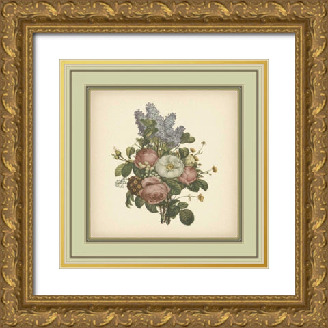 Tuscany Bouquet VII Gold Ornate Wood Framed Art Print with Double Matting by Unknown