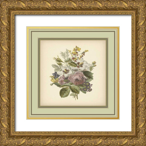 Tuscany Bouquet XII Gold Ornate Wood Framed Art Print with Double Matting by Unknown