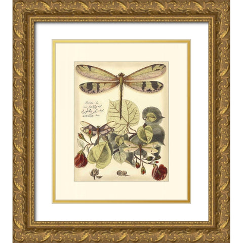 Whimsical Dragonflies II Gold Ornate Wood Framed Art Print with Double Matting by Vision Studio