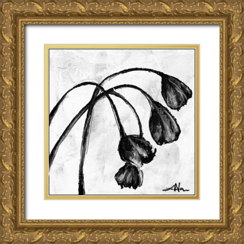 Mini Swooning Tulips I Gold Ornate Wood Framed Art Print with Double Matting by Unknown