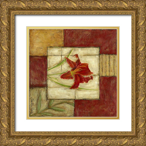 Flower Montage III Gold Ornate Wood Framed Art Print with Double Matting by Zarris, Chariklia