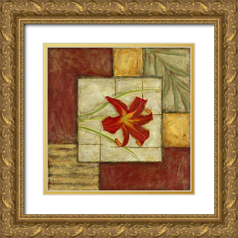 Flower Montage IV Gold Ornate Wood Framed Art Print with Double Matting by Zarris, Chariklia