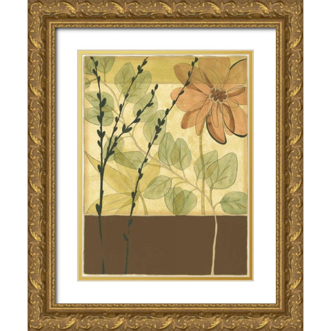 Printed Tranquil Garden I Gold Ornate Wood Framed Art Print with Double Matting by Goldberger, Jennifer
