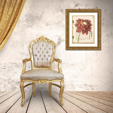 Dahlia Door Gold Ornate Wood Framed Art Print with Double Matting by Meagher, Megan