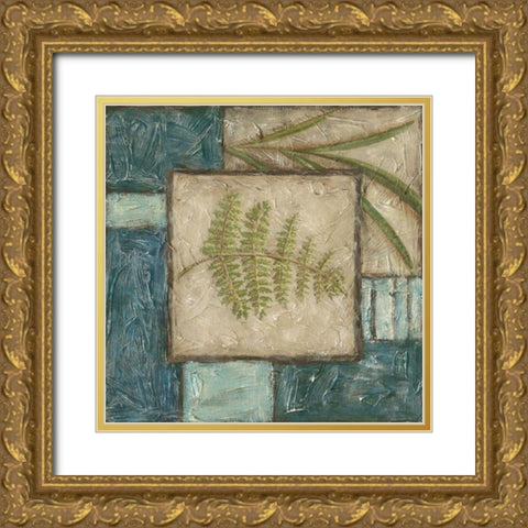 Fern Montage I Gold Ornate Wood Framed Art Print with Double Matting by Zarris, Chariklia