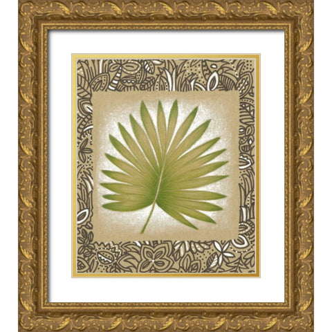 Exotic Palm Leaf II Gold Ornate Wood Framed Art Print with Double Matting by Vision Studio