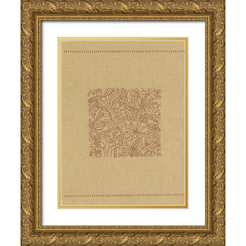 Palm Motif II Gold Ornate Wood Framed Art Print with Double Matting by Vision Studio