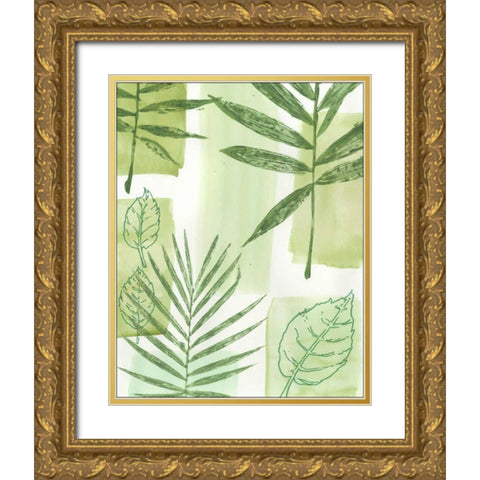 Leaf Impressions IV Gold Ornate Wood Framed Art Print with Double Matting by Vision Studio