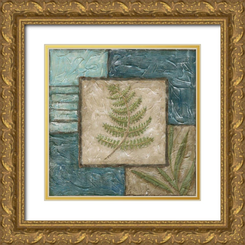 Large Fern Montage II  Gold Ornate Wood Framed Art Print with Double Matting by Zarris, Chariklia