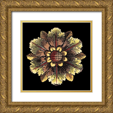 Rosette on Black I Gold Ornate Wood Framed Art Print with Double Matting by Antonini, Da Carlo