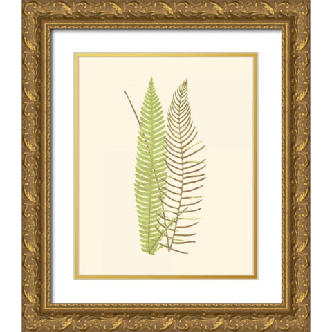 Woodland Ferns V Gold Ornate Wood Framed Art Print with Double Matting by Lowe, E. J.