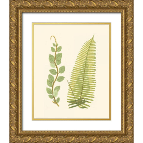 Woodland Ferns VI Gold Ornate Wood Framed Art Print with Double Matting by Lowe, E. J.
