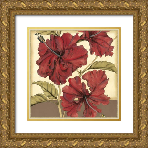 Cropped Sophisticated Hibiscus I  Gold Ornate Wood Framed Art Print with Double Matting by Goldberger, Jennifer