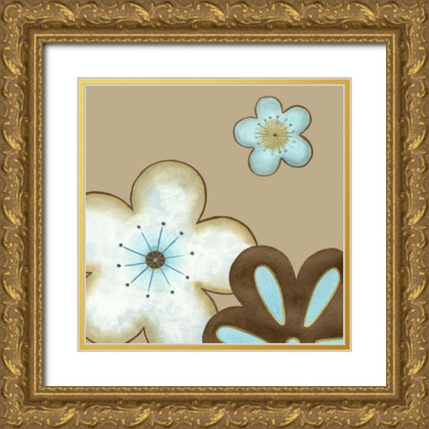 Small Pop Blossoms in Blue I  Gold Ornate Wood Framed Art Print with Double Matting by Vess, June Erica