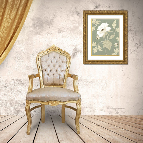 Small Peony Elegance I  Gold Ornate Wood Framed Art Print with Double Matting by Slocum, Nancy
