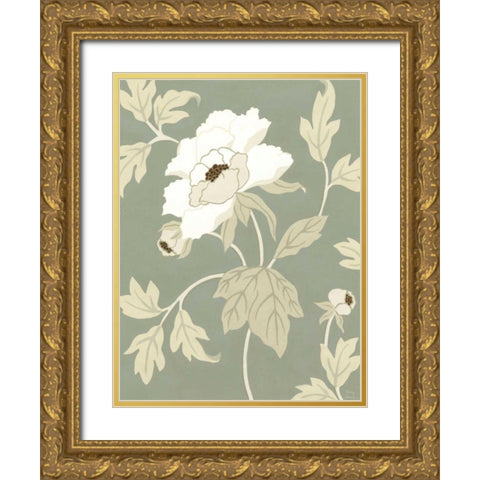 Small Peony Elegance I  Gold Ornate Wood Framed Art Print with Double Matting by Slocum, Nancy