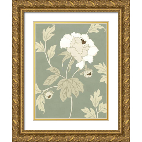 Small Peony Elegance II Gold Ornate Wood Framed Art Print with Double Matting by Slocum, Nancy