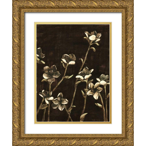 Medium Blossom Nocturne II Gold Ornate Wood Framed Art Print with Double Matting by Meagher, Megan