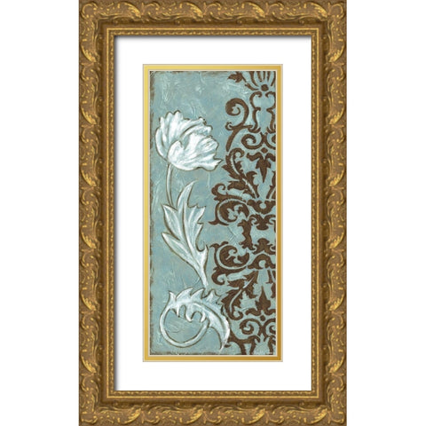 Floral and Damask I Gold Ornate Wood Framed Art Print with Double Matting by Zarris, Chariklia