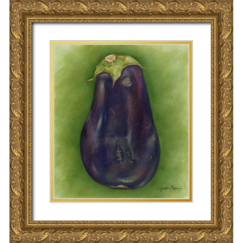 Eggplant Gold Ornate Wood Framed Art Print with Double Matting by Goldberger, Jennifer