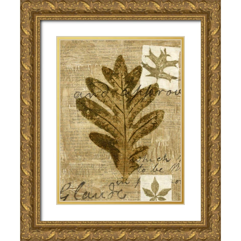 Leaf Collage I Gold Ornate Wood Framed Art Print with Double Matting by Archie, K.