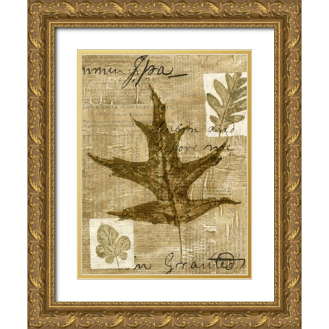 Leaf Collage II Gold Ornate Wood Framed Art Print with Double Matting by Archie, K.