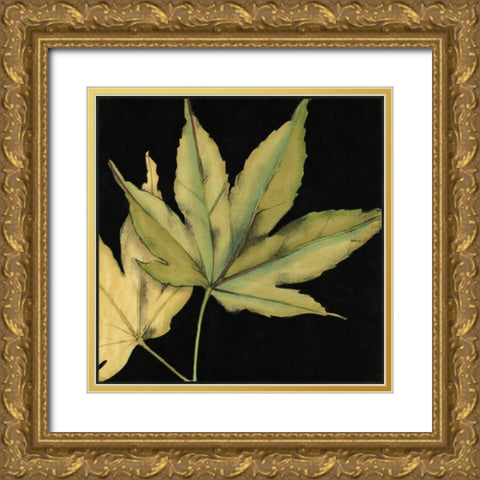 Small Tandem Leaves I Gold Ornate Wood Framed Art Print with Double Matting by Goldberger, Jennifer