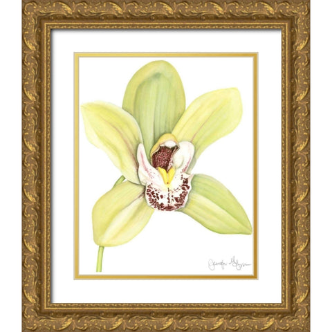 Small Orchid Beauty II Gold Ornate Wood Framed Art Print with Double Matting by Goldberger, Jennifer