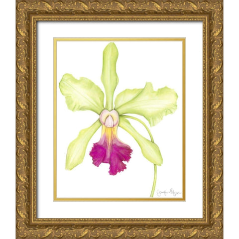 Small Orchid Beauty III Gold Ornate Wood Framed Art Print with Double Matting by Goldberger, Jennifer