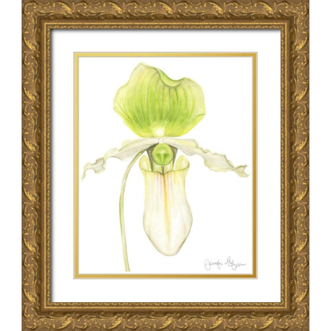 Small Orchid Beauty IV Gold Ornate Wood Framed Art Print with Double Matting by Goldberger, Jennifer