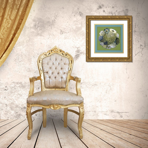 Small Celadon Bouquet III Gold Ornate Wood Framed Art Print with Double Matting by Zarris, Chariklia