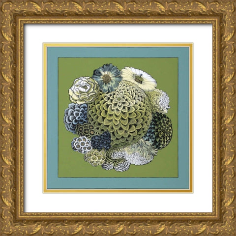 Small Celadon Bouquet III Gold Ornate Wood Framed Art Print with Double Matting by Zarris, Chariklia