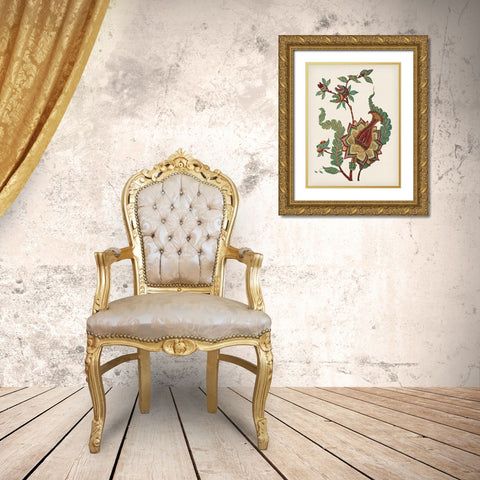 Small Jacobean Floral I Gold Ornate Wood Framed Art Print with Double Matting by Vision Studio