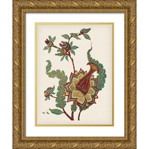 Small Jacobean Floral I Gold Ornate Wood Framed Art Print with Double Matting by Vision Studio