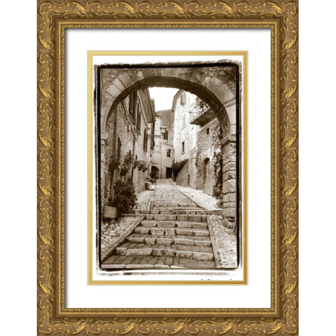 Village Passageway Gold Ornate Wood Framed Art Print with Double Matting by DeNardo, Laura