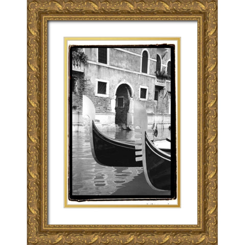 Resting Gondolas Gold Ornate Wood Framed Art Print with Double Matting by DeNardo, Laura