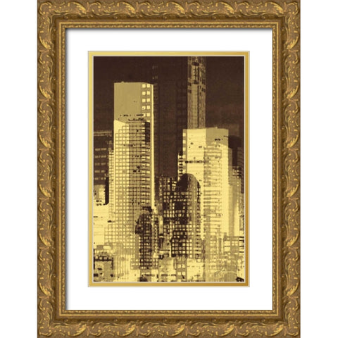 Nightline III Gold Ornate Wood Framed Art Print with Double Matting by Burghardt, James