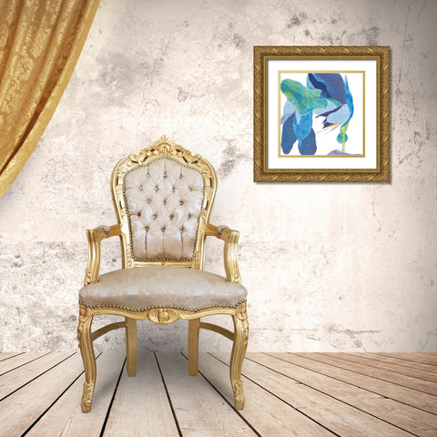 Surprise Indigo I Gold Ornate Wood Framed Art Print with Double Matting by Roth, Carolyn