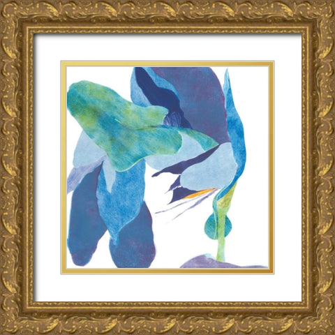 Surprise Indigo I Gold Ornate Wood Framed Art Print with Double Matting by Roth, Carolyn