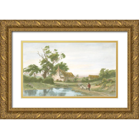 When Evening Shadows Fall Gold Ornate Wood Framed Art Print with Double Matting by Walker, Henry G.