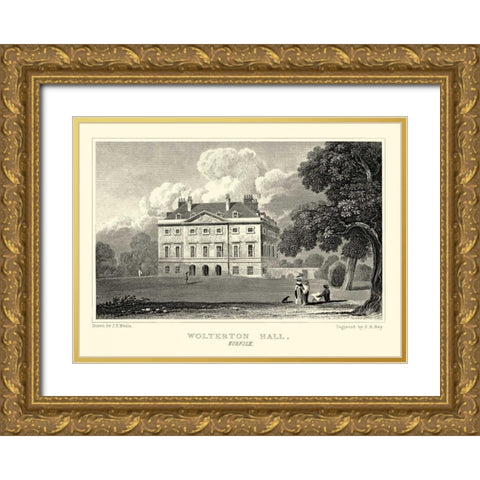 Wolterton Hall Gold Ornate Wood Framed Art Print with Double Matting by Neale, J.P.
