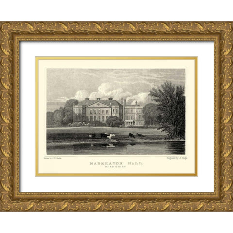 Markeaton Hall Gold Ornate Wood Framed Art Print with Double Matting by Neale, J.P.