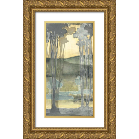 Small Nouveau Landscape I Gold Ornate Wood Framed Art Print with Double Matting by Goldberger, Jennifer