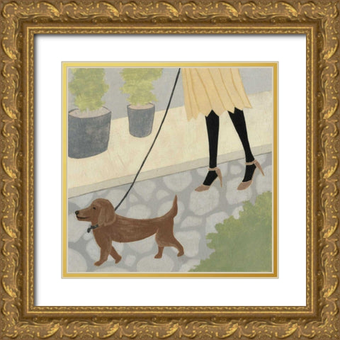 City Dogs IV Gold Ornate Wood Framed Art Print with Double Matting by Meagher, Megan