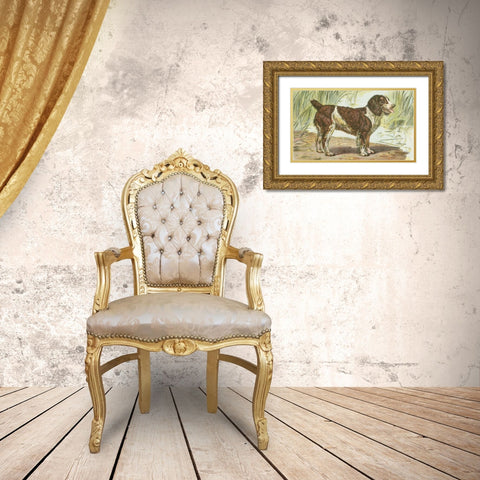 Mans Best Friend IV Gold Ornate Wood Framed Art Print with Double Matting by Unknown