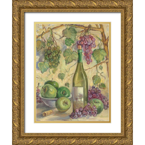 Wine with Apples Gold Ornate Wood Framed Art Print with Double Matting by Kasun, Theresa