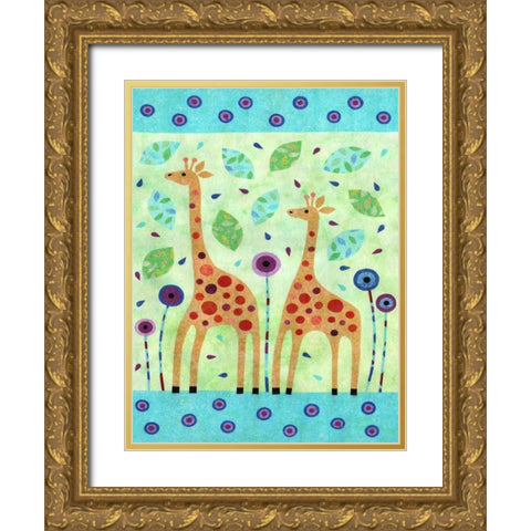 Giraffe Pair Gold Ornate Wood Framed Art Print with Double Matting by Conway, Kim