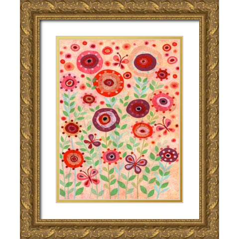 Flower Flight Gold Ornate Wood Framed Art Print with Double Matting by Conway, Kim