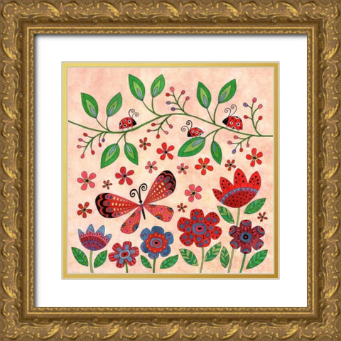 Garden Day Gold Ornate Wood Framed Art Print with Double Matting by Conway, Kim