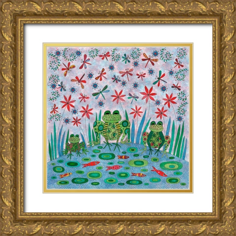 Frog Pond Gold Ornate Wood Framed Art Print with Double Matting by Conway, Kim